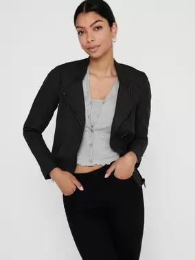 ONLY ONLAVA Leather biker jacket - Black - 15102997