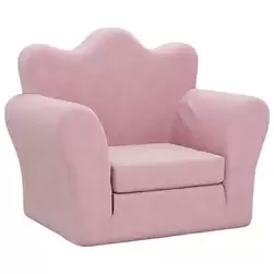 VidaXL Canapé-lit enfant pliant - peluche douce rose - 54x34x45 cm