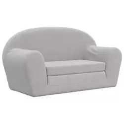 VidaXL Canapé-lit enfant 2 places pliant - peluche douce gris clair - 84 cm