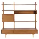 PORTOBELLO - Meuble TV étagère vintage 3 tiroirs 1 porte en bois de chêne L180