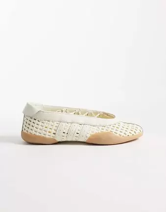 Adidas Originals Taekwondo Mei crochet ballet flats in off white