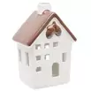 Maison déco à poser à LED automne céramique blanc 8,5x7xH12,5cm (3 modèles)