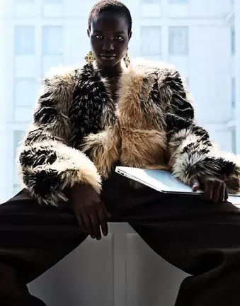 ASOS DESIGN collarless patched faux fur feathered jacket in black and white