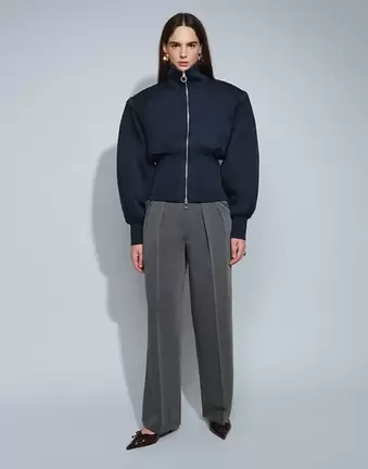 ASOS DESIGN Tailored wide leg trousers with pleat detail in charcoal