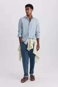 Camisa tipo lino rayas