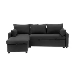 Canapé convertible 3 places en tissu avec méridienne L219 cm - LOUISON