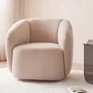 Bun - Fauteuil pivotant en tissu polyester effet velours beige