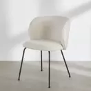 Kate - Chaise en tissu polyester tramé écru et pieds en acier noir