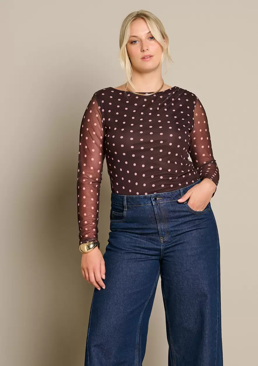 Top en mesh à pois