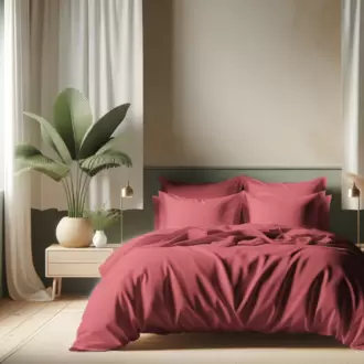 Housse de couette coton - Rose - Vieux Rose