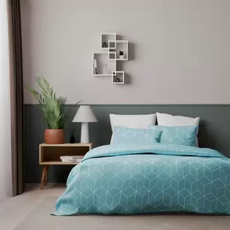 Parure de lit coton - JEHAUT - Bleu Clair