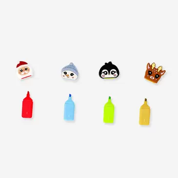 Rotuladores fluorescentes con motivos navideños - 4 unidades