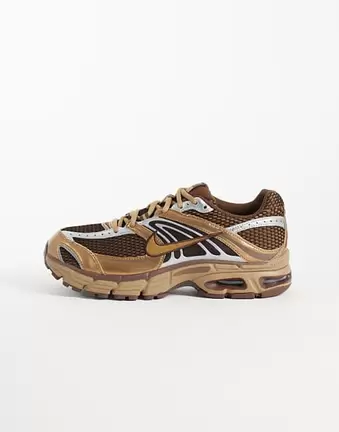 Nike Air Max Moto 2K suede trainers in brown and silver