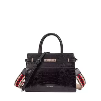 Sac à main noir à effet croco
