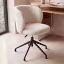 Kate - Chaise de bureau écrue et pieds en acier noir à roulettes