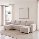 Nelia - Canapé panoramique convertible 6/7 places beige