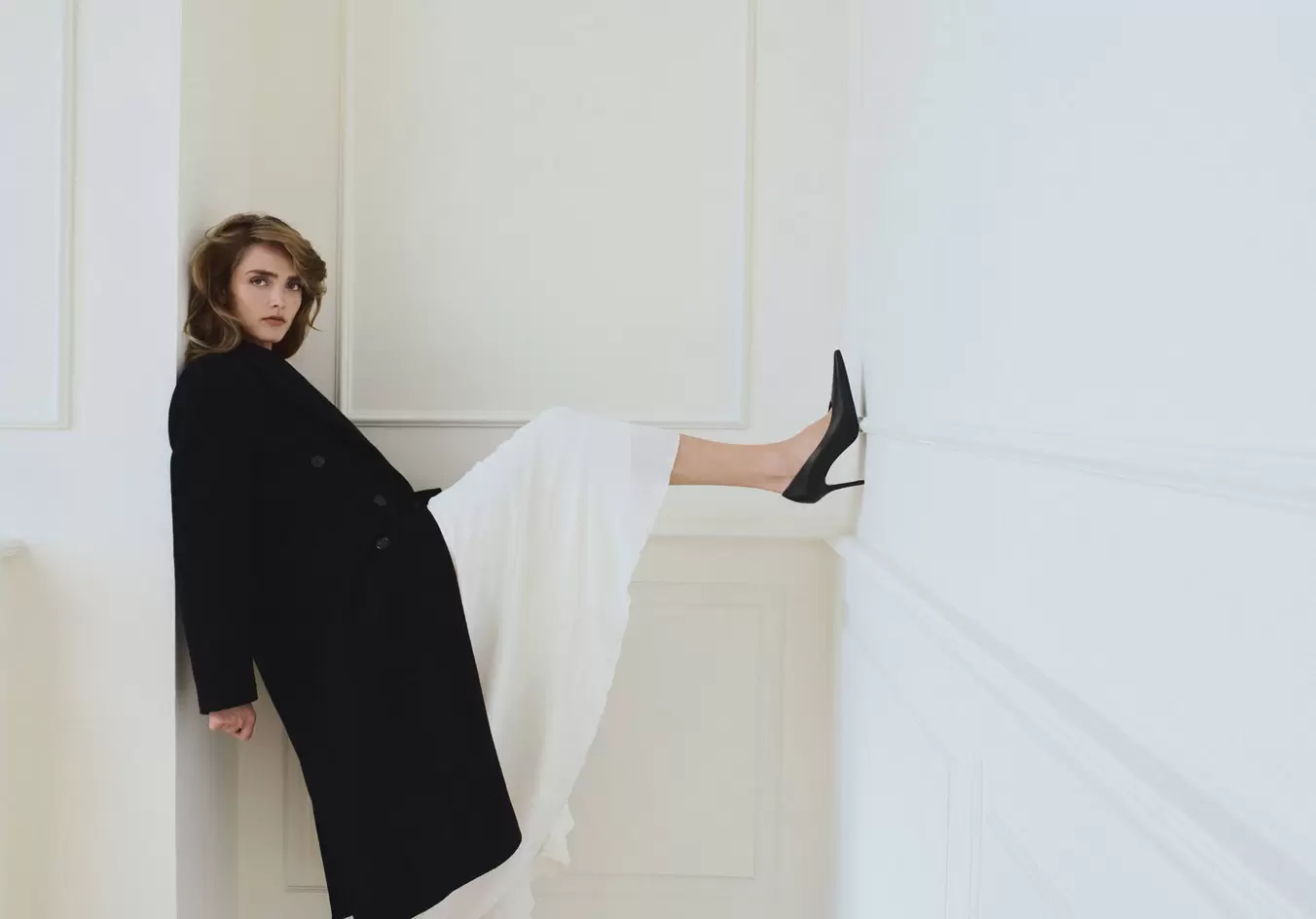 Double-breasted virgin wool coat