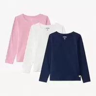 Lot de 3 t-shirts manches longues unis fille