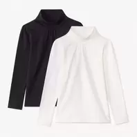 Lot de 2 sous-pulls unis à col roulé fille