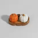 Pumpkin - Salière et poivrière citrouilles en faïence et support en bois d'acacia