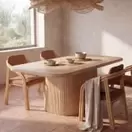 Alya - Table à manger rectangulaire en bois de manguier clair, L240 cm