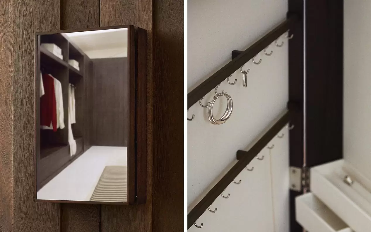 MIRRORED WALL JEWELLERY ORGANISER
