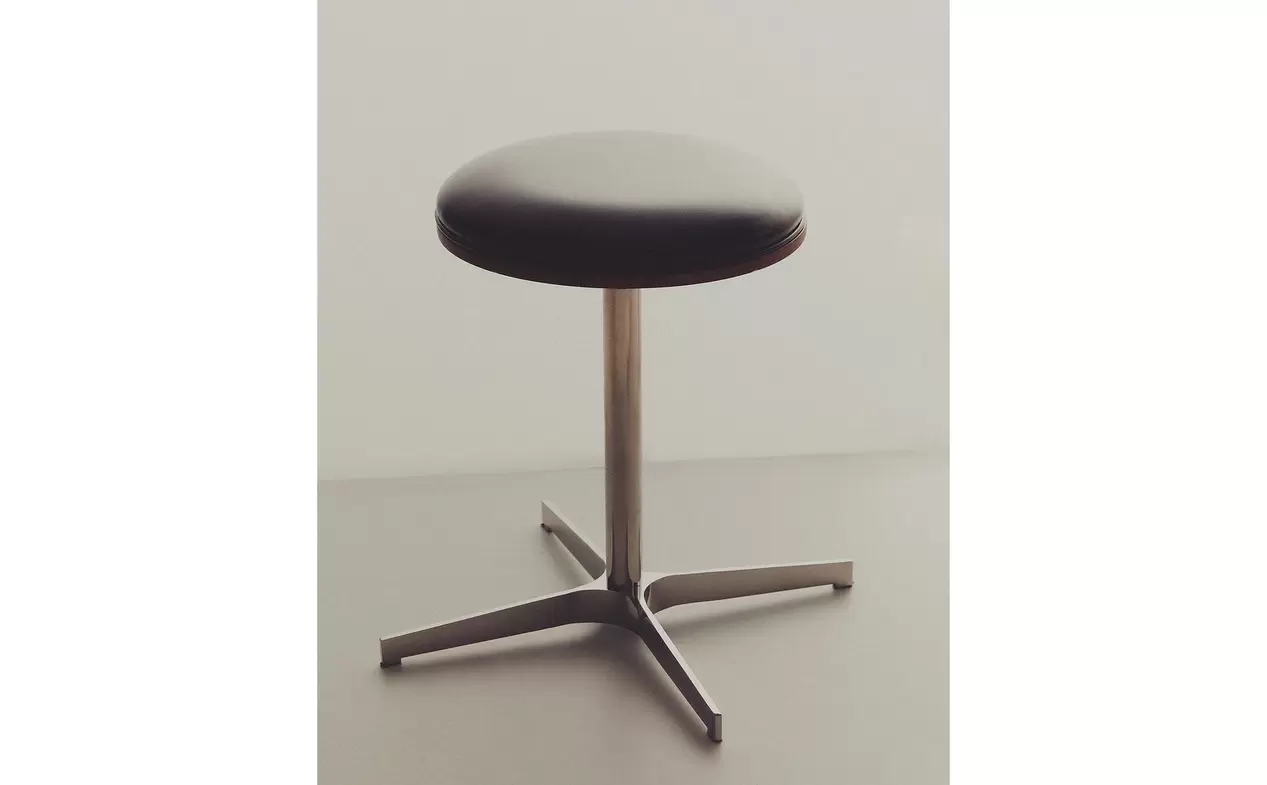 LEATHER AND STAINLESS STEEL STOOL