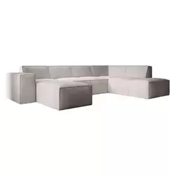 Meubella Canapé d'angle Monet XL - Beige - Tissu côtelé - Liens