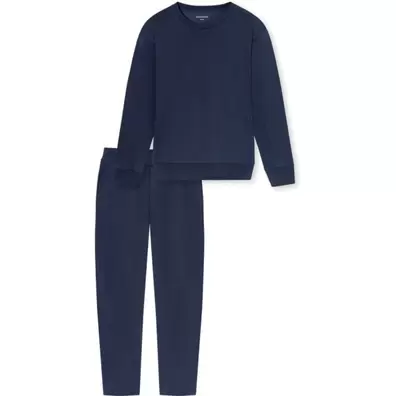 Schiesser lange oversized pyjama Modern diepzeeblauw - Maat EU52