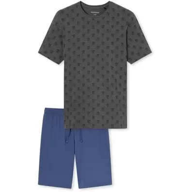 Schiesser korte pyjama 95/5 donkergrijs gemêleerd - 95% katoen - Maat 54
