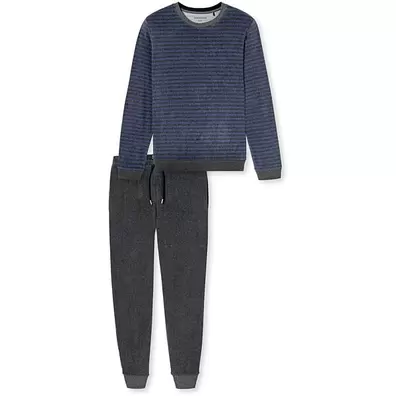 Schiesser lange pyjama Casual faded denim - 80% katoen - Maat XXL