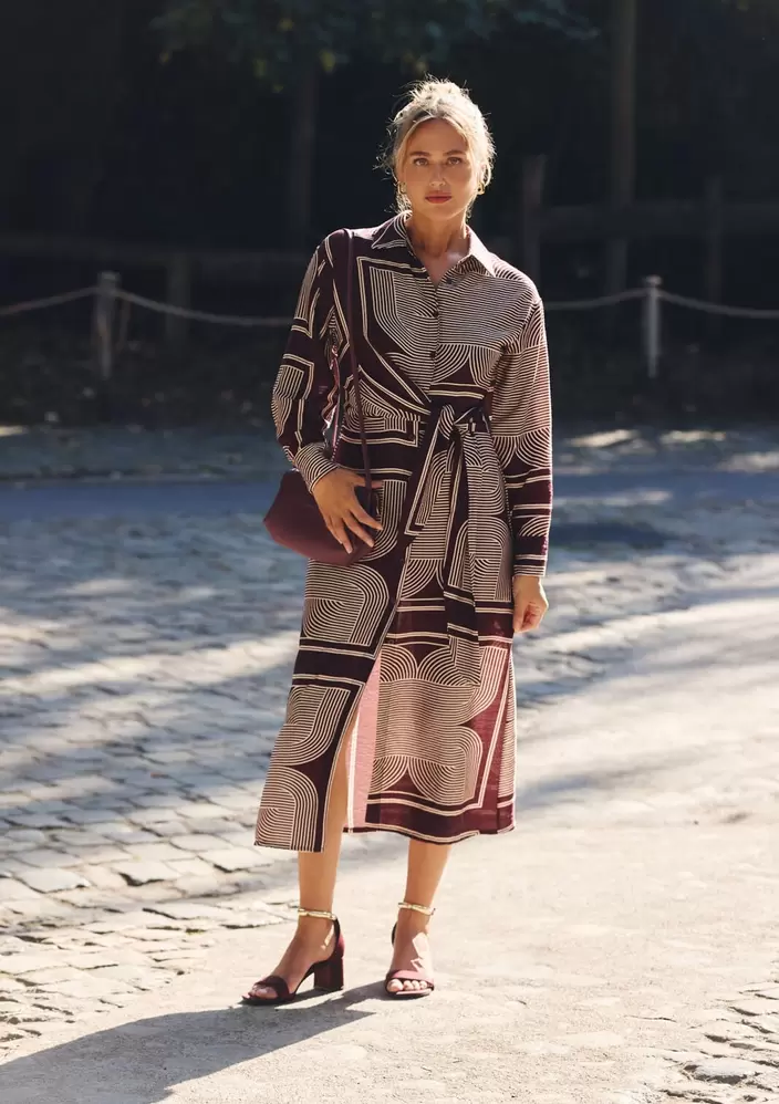 Robe chemise midi graphique