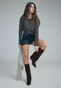 Laarzen met kitten heel, maillot en leer