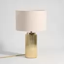 Vigo - Lampe en grès doré et abat-jour en beige crème