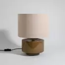 Lapacho - Lampe en grès marron et abat-jour beige crème