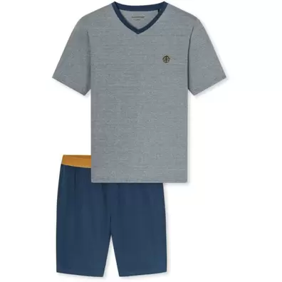 Schiesser pyjama diepblauw gestreept - 95% katoen, 5% elastaan - Maat M/L