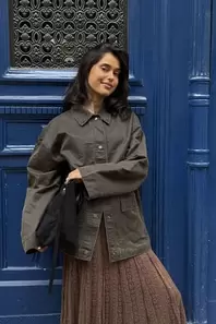 Chaqueta encerada bolsillos