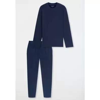 Schiesser pyjama Lange Selected Premium Warming diepzeeblauw - 35% viscose - Maat 54