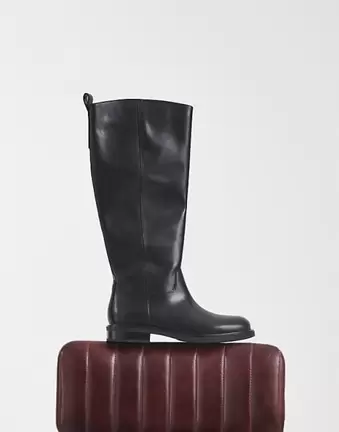 Vagabond Shoemakers Freya leather flat riding knee boots in black