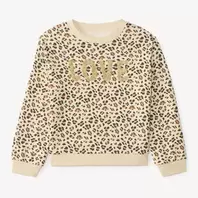 Sweat molleton fille imprimé léopard