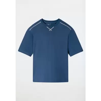Schiesser T-shirt Mix+ Relax oceaanblauw - 100% katoen - Maat 52