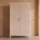 Roha - Armoire blanche avec gravures, L100 cm
