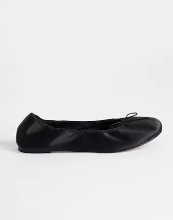 Topshop Lila round toe ballet flat in black satin