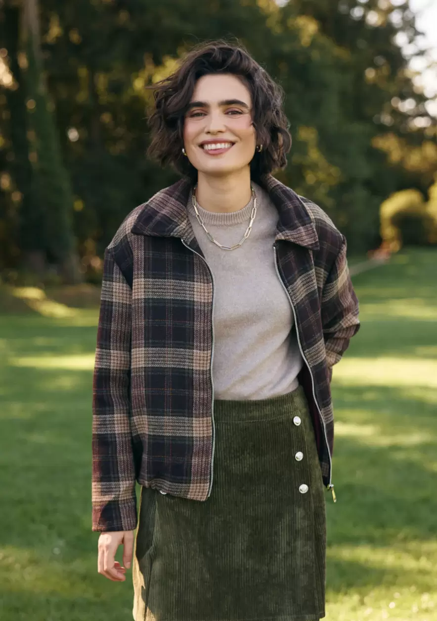 Manteau court à carreaux