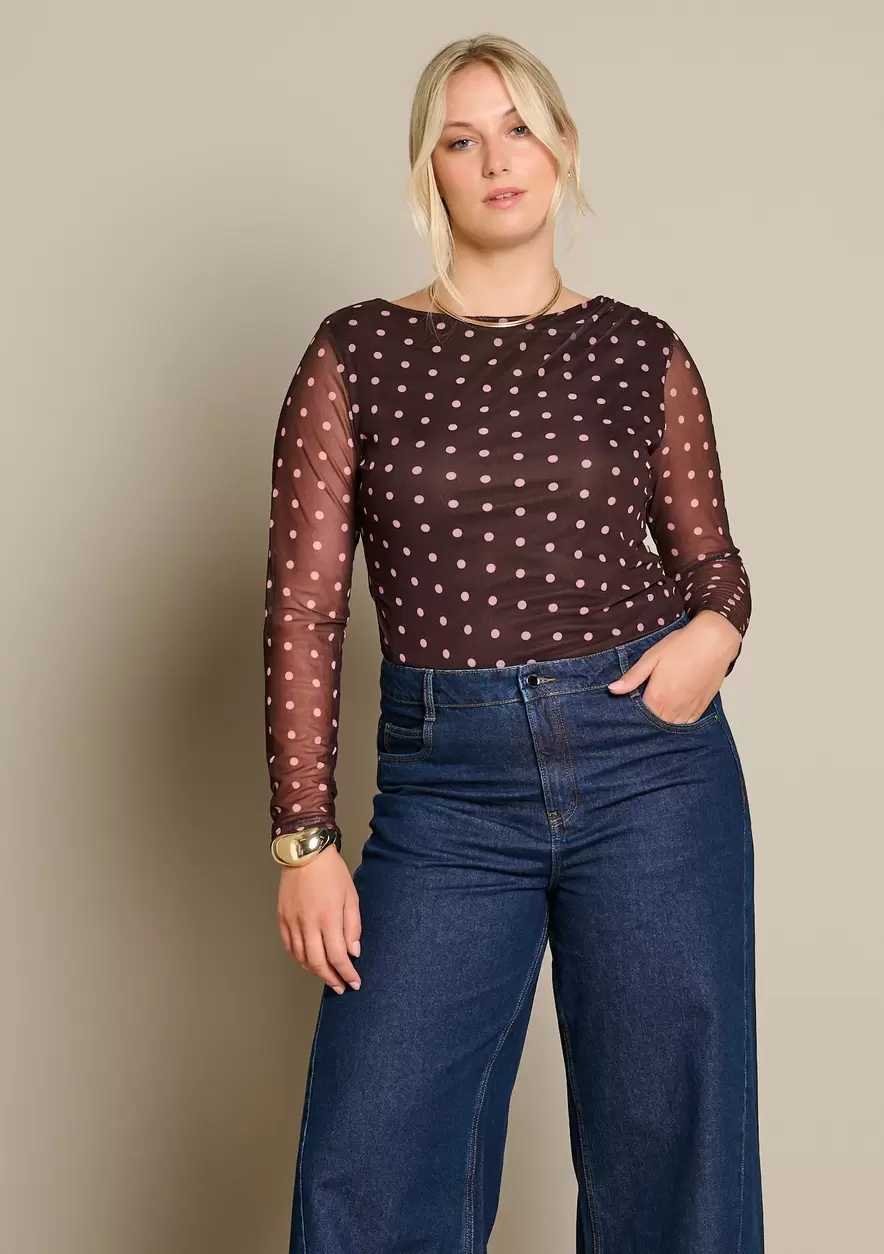 Top en mesh à pois