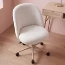 Mauricette - Chaise de bureau à roulettes blanche pour enfant et acier coloris laiton