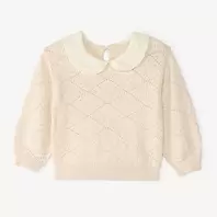 Pull bébé fille en tricot ajouré col Claudine