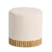 Pouf Noa bouclette écru et bois Ø32xH32cm
