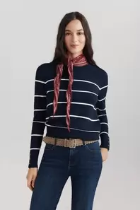 Jersey rayas básico fino botones