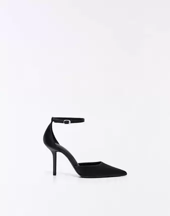 Bershka Ankle strap court shoes in black